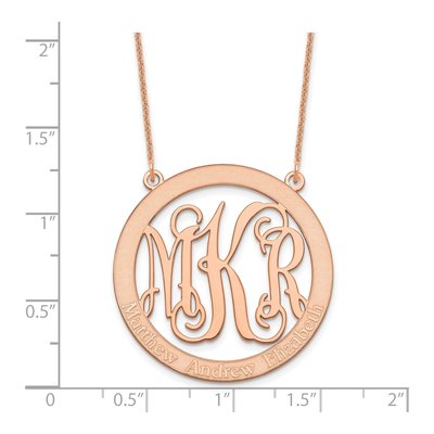 14K Rose Gold Large Family Monogram Pendant Necklace – view 4