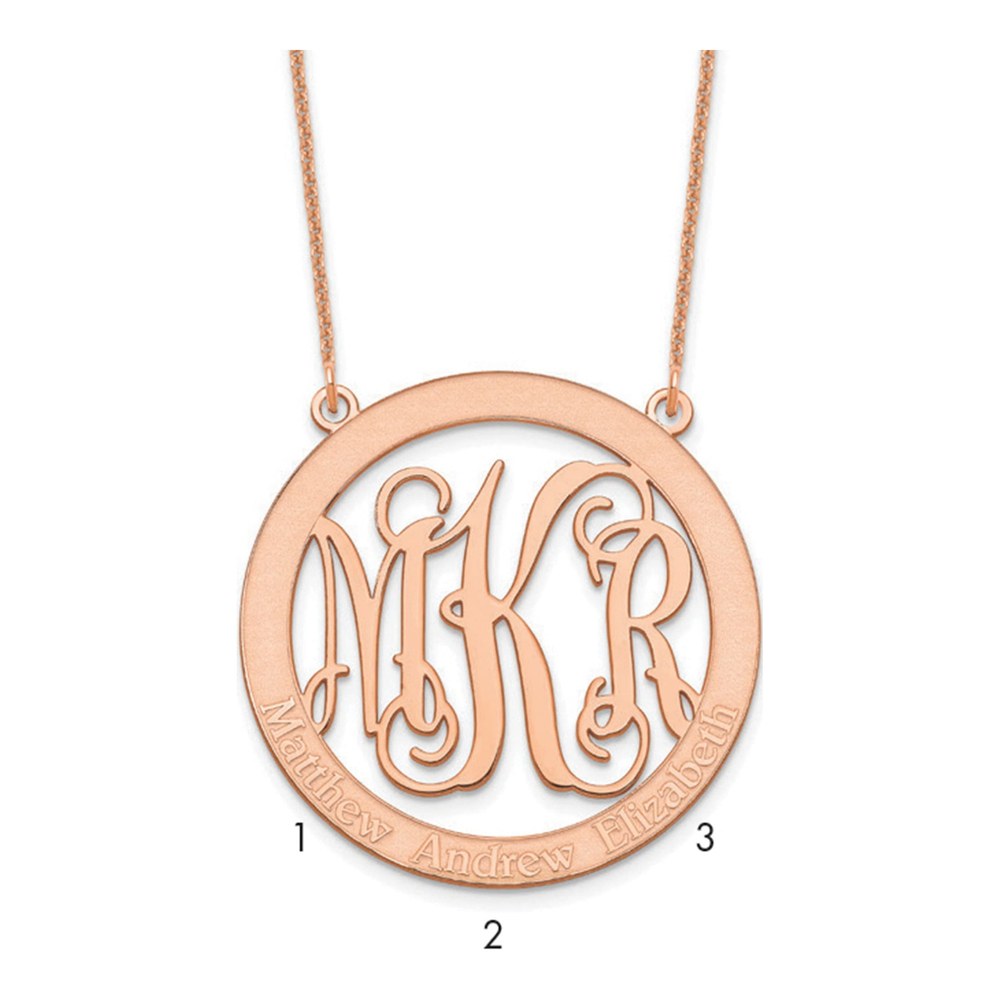 14K Rose Gold Large Family Monogram Pendant Necklace