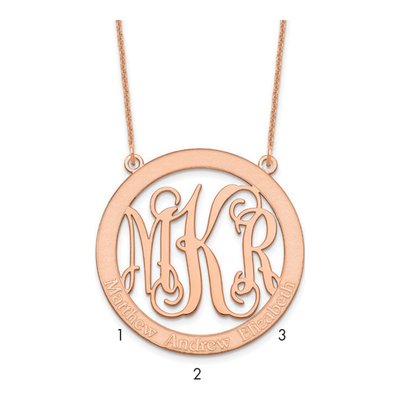 14K Rose Gold Large Family Monogram Pendant Necklace