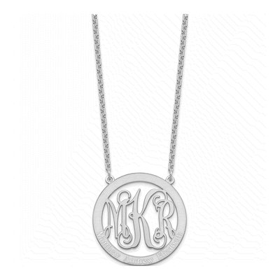 Sterling Silver Personalized Family Monogram Pendant Necklace – view 3