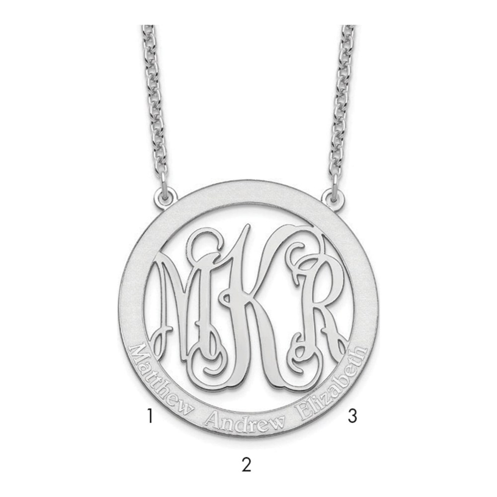 Sterling Silver Personalized Family Monogram Pendant Necklace