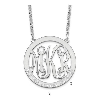 Sterling Silver Personalized Family Monogram Pendant Necklace