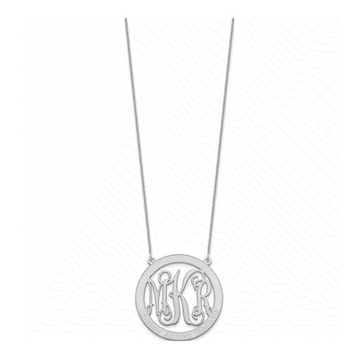 14K White Gold Large Family Monogram Pendant Necklace – view 3