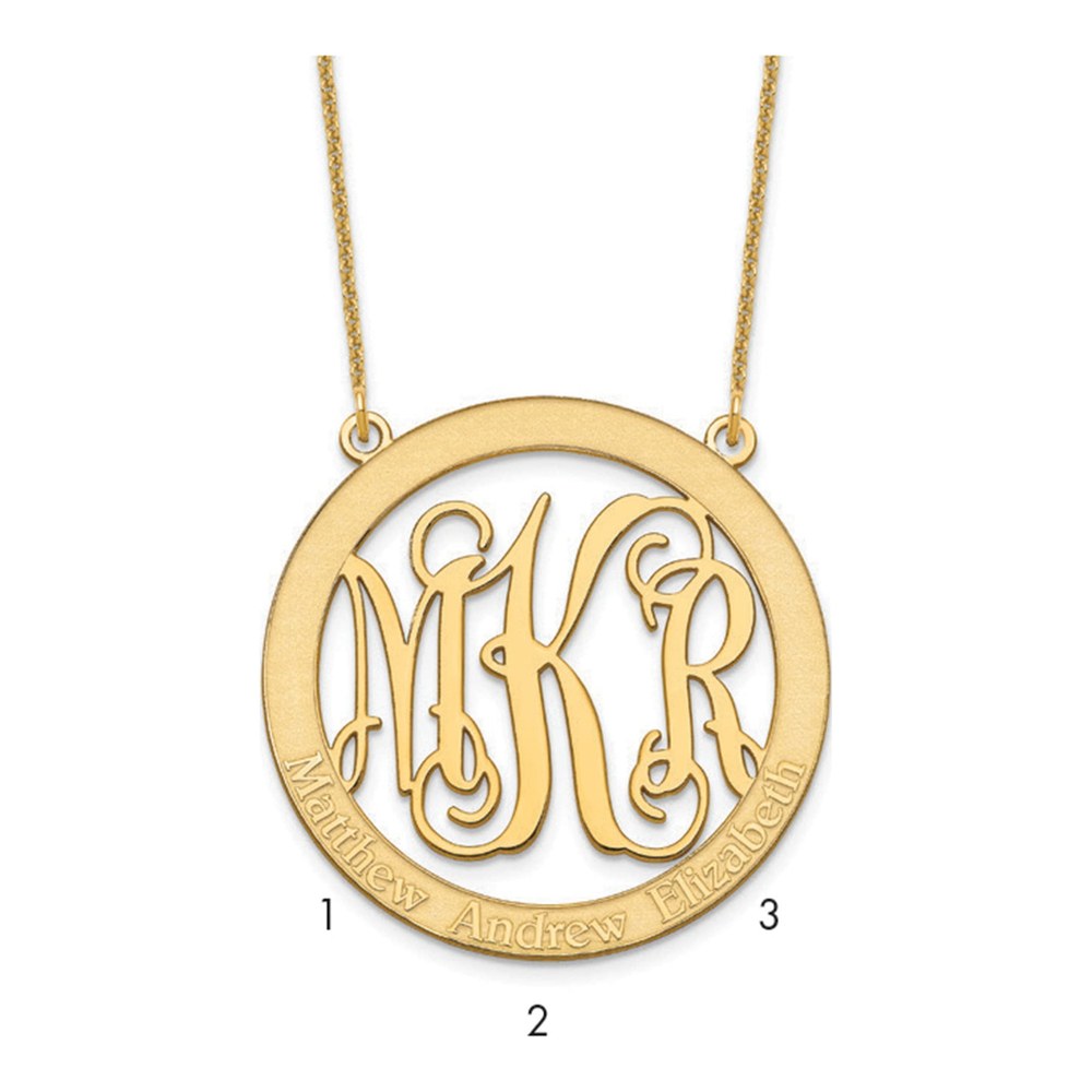 14K Yellow Gold Personalized Family Monogram Pendant Necklace