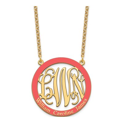 Gold-Plated Sterling Silver Large Family Monogram Pendant Necklace – view 2