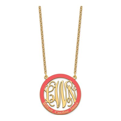 Gold-Plated Sterling Silver Large Family Monogram Pendant Necklace – view 3