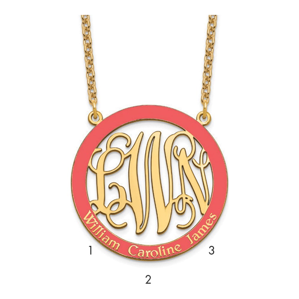 Gold-Plated Sterling Silver Large Family Monogram Pendant Necklace