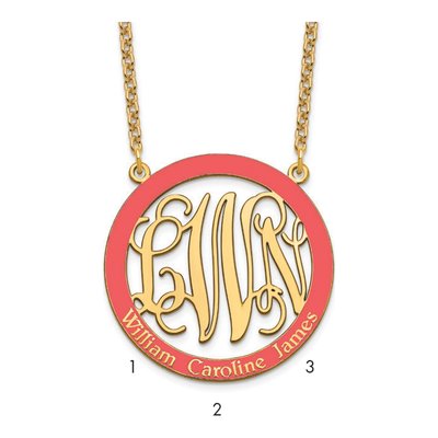 Gold-Plated Sterling Silver Large Family Monogram Pendant Necklace