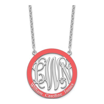 Sterling Silver Personalized Family Monogram Pendant Necklace – view 2