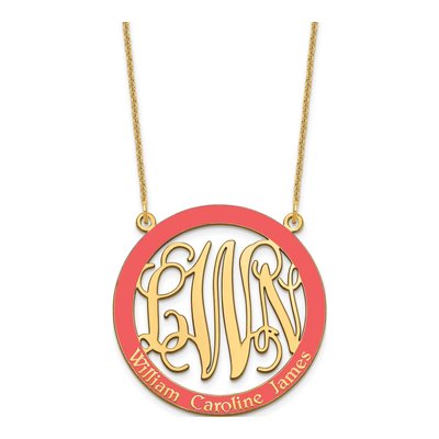 14K Yellow Gold Large Family Monogram Necklace – view 2