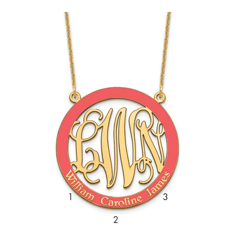 14K Yellow Gold Large Family Monogram Necklace