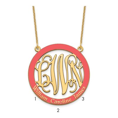14K Yellow Gold Large Family Monogram Necklace