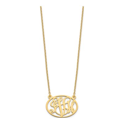 Gold-Plated Sterling Silver Personalized Oval Monogram Necklace – view 2