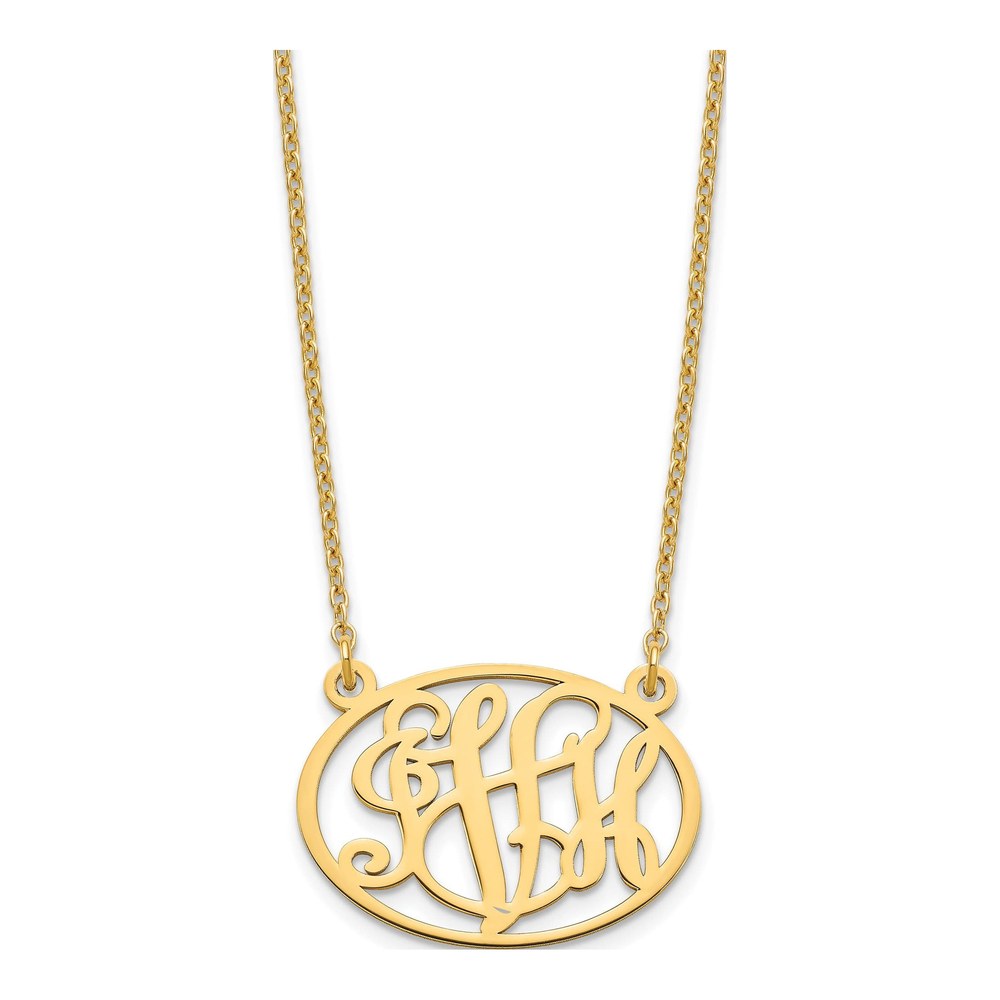 Gold-Plated Sterling Silver Personalized Oval Monogram Necklace