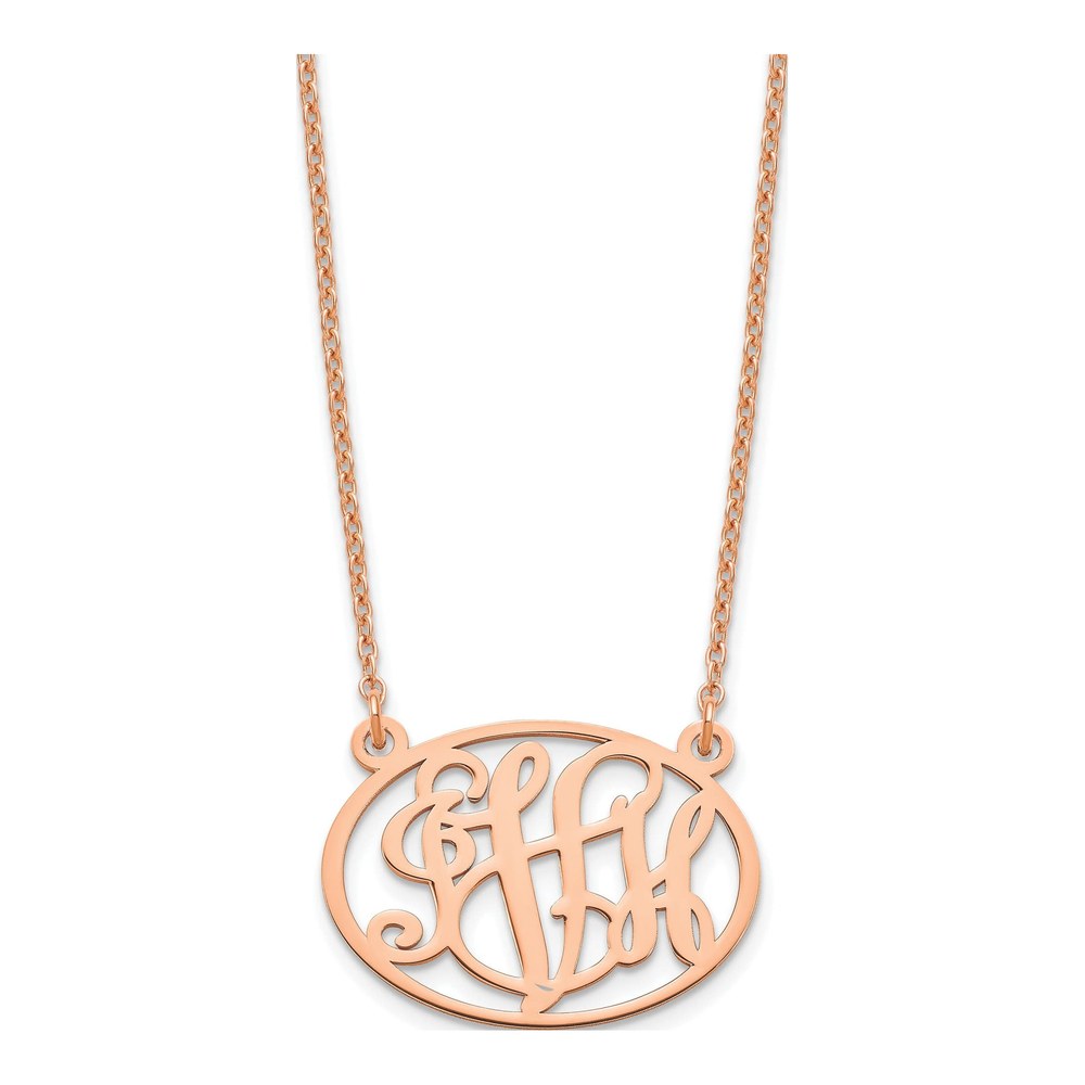 Rose Gold-Plated Sterling Silver Oval Monogram Necklace
