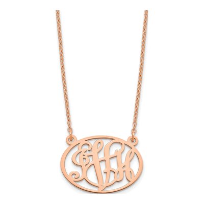Rose Gold-Plated Sterling Silver Oval Monogram Necklace