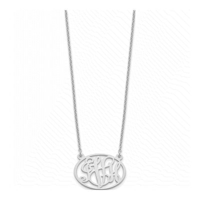 Sterling Silver Personalized Oval Monogram Necklace – view 2