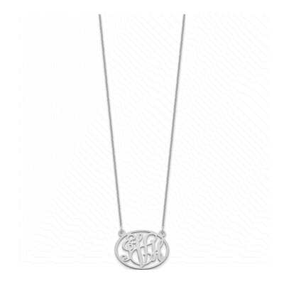 14K White Gold Personalized Oval Monogram Necklace – view 2