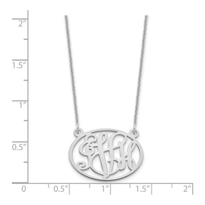14K White Gold Personalized Oval Monogram Necklace – view 3