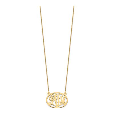 14K Yellow Gold Personalized Oval Monogram Necklace – view 2