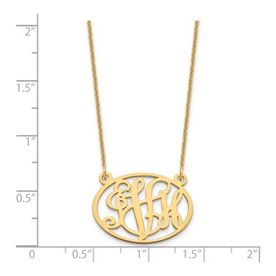 14K Yellow Gold Personalized Oval Monogram Necklace – view 3