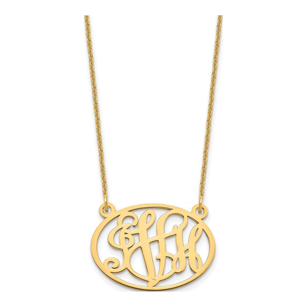14K Yellow Gold Personalized Oval Monogram Necklace