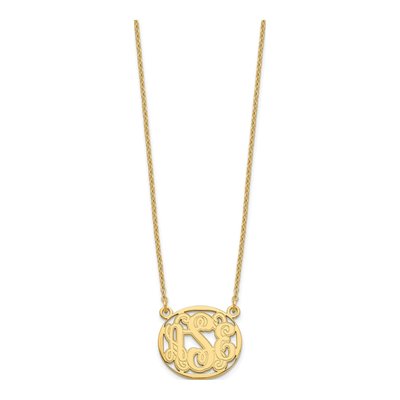 Gold-Plated Sterling Silver Personalized Etched Oval Monogram Necklace – view 2
