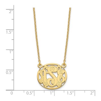 Gold-Plated Sterling Silver Personalized Etched Oval Monogram Necklace – view 3