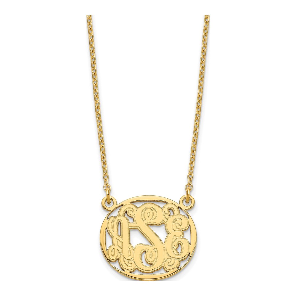 Gold-Plated Sterling Silver Personalized Etched Oval Monogram Necklace
