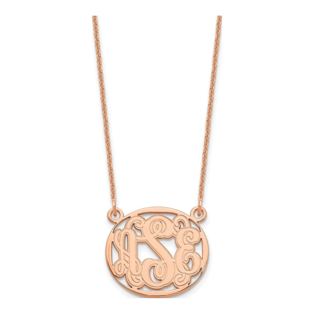14K Rose Gold Personalized Oval Monogram Necklace