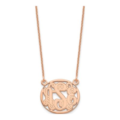 14K Rose Gold Personalized Oval Monogram Necklace