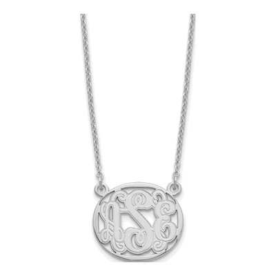 Sterling Silver Personalized Oval Monogram Necklace