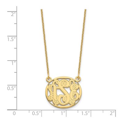 14K Yellow Gold Etched Oval Monogram Necklace – view 3