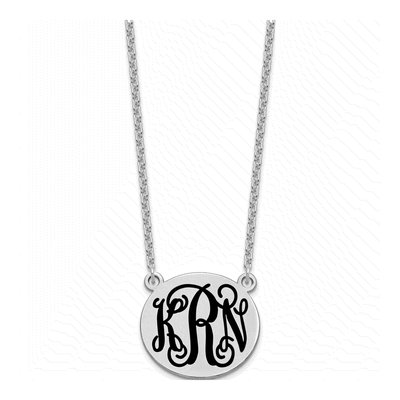 Sterling Silver Round Monogram Necklace – view 2