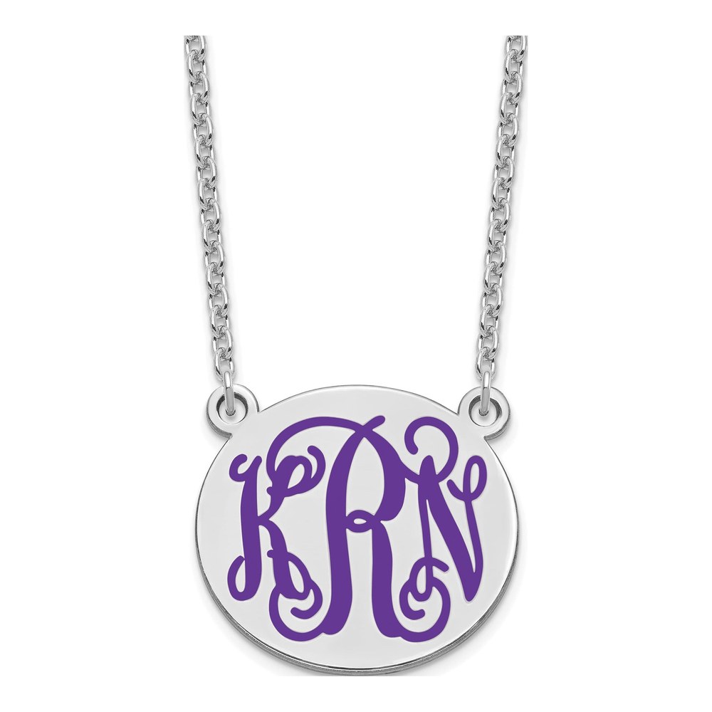 Sterling Silver Round Monogram Necklace