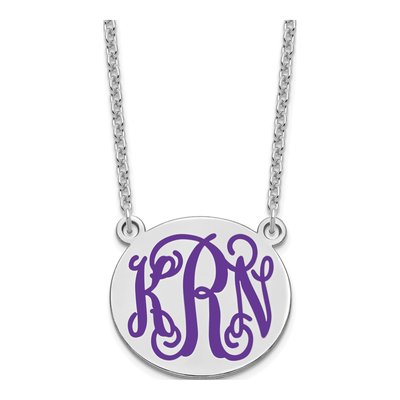 Sterling Silver Round Monogram Necklace