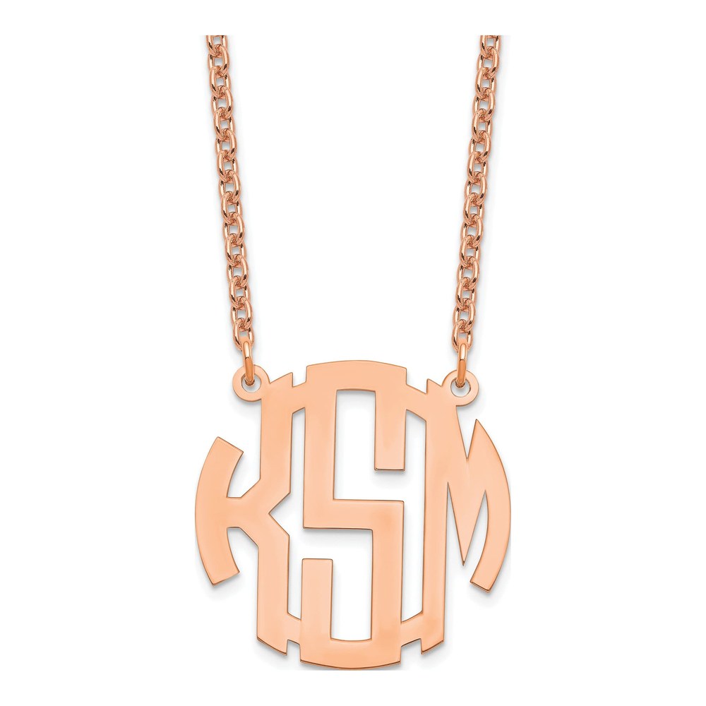 Personalized Rose-Plated Monogram Necklace, 18 in