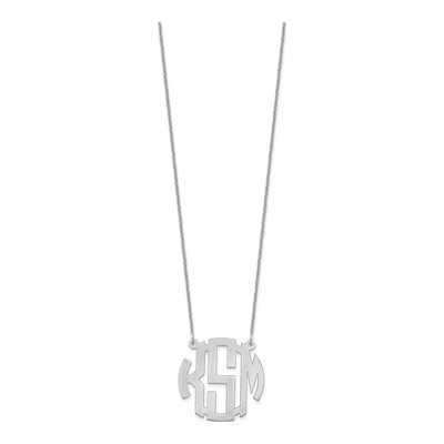 14K White Gold Small Monogram Necklace – view 2