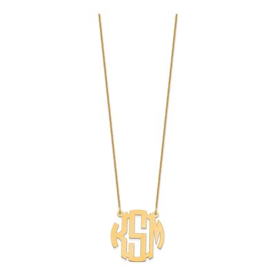 14K Yellow Gold Small Round Monogram Necklace – view 2