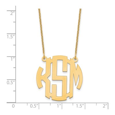 14K Yellow Gold Small Round Monogram Necklace – view 3