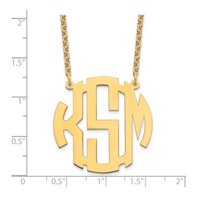 Gold-Plated Sterling Silver Personalized Round Monogram Necklace – view 3