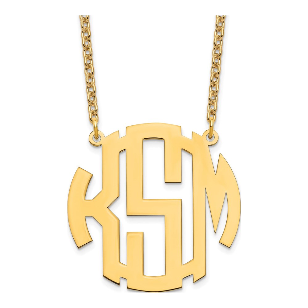 Personalized Round Monogram Necklace, 18" Gold Tone