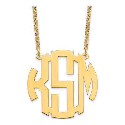 Gold-Plated Sterling Silver Personalized Round Monogram Necklace