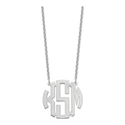Sterling Silver Personalized Round Monogram Necklace – view 2