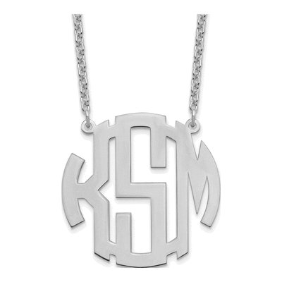 Sterling Silver Personalized Round Monogram Necklace