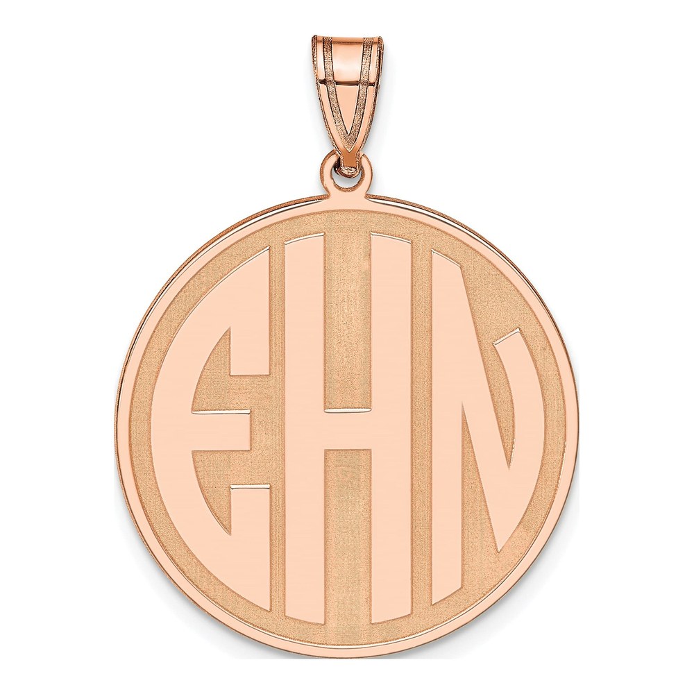 14K Rose Gold Block Letter Circle Pendant