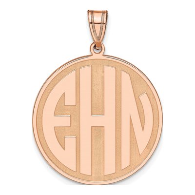 14K Rose Gold Block Letter Circle Pendant
