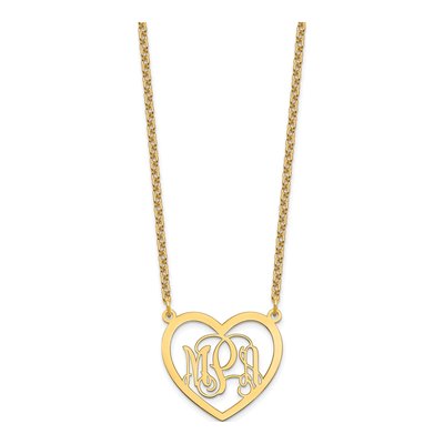 Gold-Plated Sterling Silver Personalized Monogram Heart Necklace – view 2