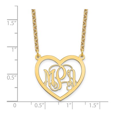 Gold-Plated Sterling Silver Personalized Monogram Heart Necklace – view 3