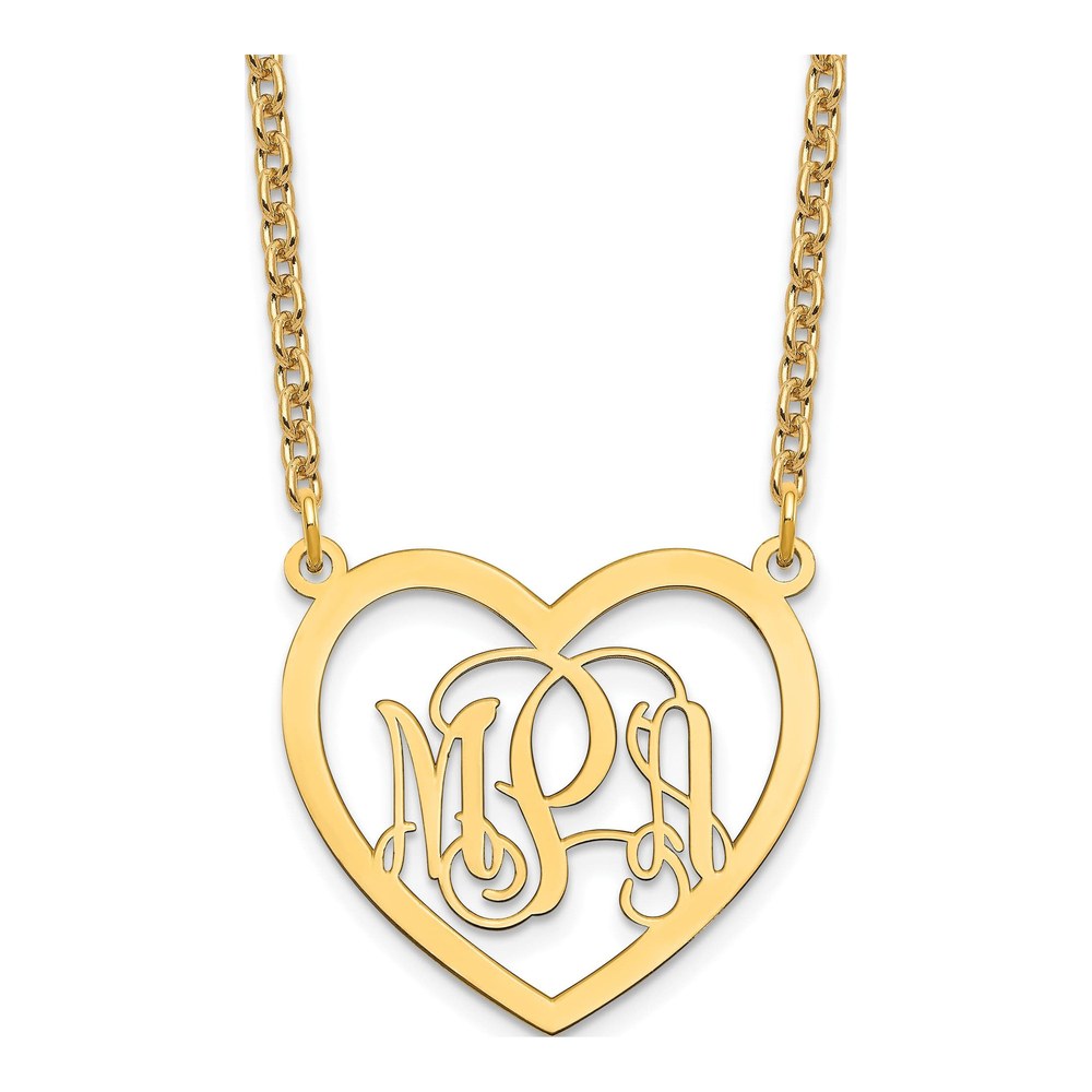 Gold-Plated Sterling Silver Personalized Monogram Heart Necklace